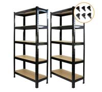 2 x Black Racking Bay Unit 5 Tier Heavy Duty Steel Metal 150kg capacity Per Shelf Garage Shelves Storage Warehouse Shed Workshop Boltless Shelving 75cm x 150cm x 30cm Free Bay