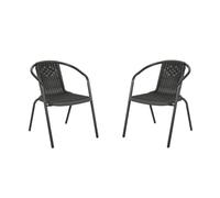 (2 x Black Rattan Chair Only) Garden Outdoor Patio Chairs Table with Parasol Hole