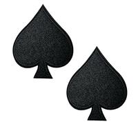 2 X Black Spades Poker Card Patch - Iron-On Embroidered Suit Emblem (7 x 6cm)