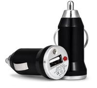 2 x Black USB Car Charger Adapter - 12V Compact Cigarette Lighter USB Plug - Universal Fast Charging for iPhone, Samsung, Android, Tablets, GPS, MP3 Players & More