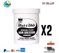 2 X BLACK & WHITE HAIR WAX GENUINE PLUKO HAIR DRESSING POMADE 200ml NEW