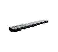 2 X Black With Galvanised Grate Low Flow Shallow Flow Drain Plastic Grating 50mm Deep X 1M Length X 129mm Width Drainage Channel