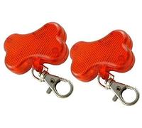 2 x BLINKING FLASHING DOG COLLAR LIGHT ATTACHMENTS - RED BONE SHAPED - CLIPS EASILY TO PETS COLLAR - GOOD FOR WALKERS TOO - BE SEEN FROM 1/2 MILE AWAY