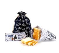 2 X Blue and White Plastic Lined Bread Storage Bag For Homemade Sourdough Bread/Keep Bread Fresh - Reusable Bread Storage Bags