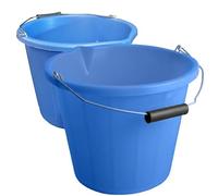 2 x - Blue Builders Bucket Plastic 3 Gallon 14 Litre 14L Strong Water Mixing Storage DIY UK Made