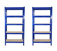 2 x Blue Racking Bay Unit 5 Tier Heavy Duty Steel Metal 150kg capacity Per Shelf Garage Shelves Storage Warehouse Shed Workshop Boltless Shelving 75cm x 150cm x 30cm