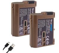 2 x Blumax Battery Compatible with Nikon EN-EL15c, 2400 mAh, EN-EL15b, EN-EL15a, EN-EL15, USB Type-C Charging Socket, NTC Sensor & V1 Housing for Z8 Z7 II Zf
