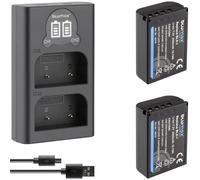 2 x Blumax Battery Compatible with Olympus BLX-1 [2600 mAh] + Slim Dual Charger BLX1 for Olympus OM-1 / OM-1 Mark II/OM-3 & OM System OM-1