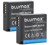2 x Blumax Battery Compatible with Panasonic DMW-BLG10 / DMW-BLG10E | 1000 mAh - for Lumix DMC-GF6 GX7 III DC-G110 LX100 II TZ202 - DMW-BLE9 E BP-DC15 E