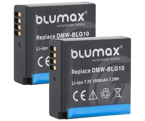 2 x Blumax Battery Compatible with Panasonic DMW-BLG10 / DMW-BLG10E | 1000 mAh - for Lumix DMC-GF6 GX7 III DC-G110 LX100 II TZ202 - DMW-BLE9 E BP-DC15 E