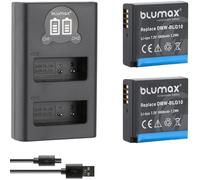 2 x Blumax Battery Compatible with Panasonic DMW-BLG10 E [1000 mAh] + Slim Dual Charger DMW-BLG10E / DMW-BLE9 E for Lumix DMC-GF6 GX7 III DC-TZ202 G110W
