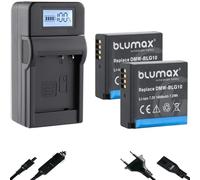 2 x Blumax Battery Compatible with Panasonic DMW-BLG10 E [1000 mAh] + Speed Charger DMW-BLG10E / DMW-BLE9 E for Lumix DMC-GF6 GX7 III GX85 DC-TZ202 G110W