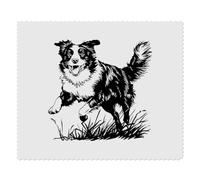 2 x ' Border Collie Running on Grass' Microfibre Lens/Glasses Cleaning Cloths (LC00032502)