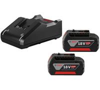 2 X Bosch 18V 4Ah Li-Ion Coolpack Batteries Lithium Ion + Gal18V40 Fast Charger