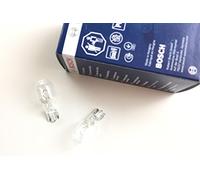 2 x Bosch Pure Light W16W bulbs, 12 V, 16 W, W2.1 x 9.5d, capless bulb E1