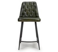 2 x Bradley Green Real Leather Counter Stool with Back