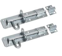 2 x Brenton Strong Sliding Padlock Shed Gate Door Bolt Black or Zinc 150mm (6") Zinc