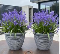 2 x Brick effect polyresin flower garden plant pots (Black and White, Large)