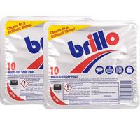 2 x Brillo Soap Pads 10 Pack - Soap Filled Steel Wool Scouring Pads, Heavy Duty Cleaning Pads for Pots, Pans, Ovens, Grills & Kitchen Surfaces