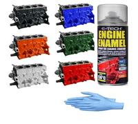 2 x BRITISH RACING GREEN - Heat Resistant Engine Enamel Paint 400ml Spray On High Temp & Blue Nitrile Gloves