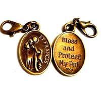 2 x Bronze Alloy 'St Francis Protect My Pet' Medal Dog Cat Tag