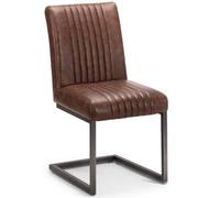 2 x Brooklyn Brown Faux Leather Cantilever Dining Chair
