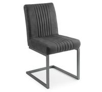 2 x Brooklyn Charcoal Grey Suede Fabric Cantilever Dining Chair