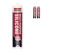 2 x Brown Soudal Trade Silicone Multi Purpose Construction Sealant Acetoxy with Fungicide
