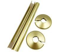 2 x Brushed Brass Snappit Pipe Covers and Collars for Radiator Pipework
