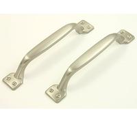 2 x Brushed Nickel Shaker Style D Handle. Kitchen or Cupboard Handles