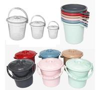 2 x Buckets 5L 10L 15L Container with Handle and Lid (Colours May Vary) (10L)