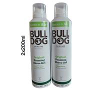 2 X BULLDOG SKINCARE ORIGINAL FOAMING SHAVE GEL WITH ALOE,CAMELINA,Green Tea