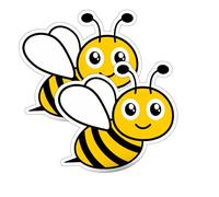 2 x Bumble Bee Stickers - Happy Vinyl Decal for Car, Window, Bumper, Laptop - Fun, Weatherproof, Durable Bee Design for Home, Office, or Outdoor Use - Easy to Apply Decorative Bee Decals