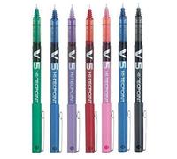 2 x BX V5 Assorted Colour Pack Hi-Tecpoint Extra Fine Rollerball Pen 0.5mm Nib Tip 0.3mm Line Width (1 of Each 7 Colours - Black Red Blue Green Violet Pink Light Blue)