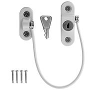 2 x Cable Restrictor UPVC Windows Ventilation Lock-Child & Baby Safety Extra Security Wire-with Screws, White