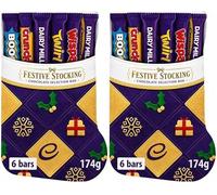 2 x Cadburry Christmas Stocking Chocolate Selection Box 174g | Cadbury Chocolate Stocking Selection Box 174g, 6 Bars, Dairy Milk & Twirl, Crunchie & Wispa, Festive Stocking Variety