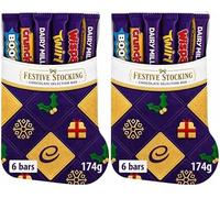 2 x Cadburry Christmas Stocking Chocolate Selection Box 174g | Cadbury Chocolate Stocking Selection Box 174g, 6 Bars, Dairy Milk & Twirl, Crunchie & Wispa, Festive Stocking Variety