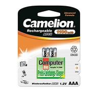 2 x Camelion AAA 1100 mAh Micro Rechargeable NiMH Batteries Fast Charging, No Memory Effect