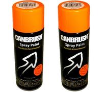2 x CANBRUSH Spray Paint - for Metal Plastic & Wood 400ML - Fluorescent Orange