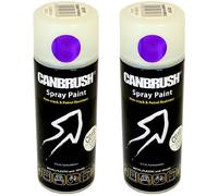 2 x CANBRUSH Spray Paint - For Metal Plastic & Wood 400ML Gloss Finish - Candy Purple
