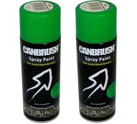 2 x CANBRUSH Spray Paint - For Metal Plastic & Wood 400ML Gloss Finish - Grass Green
