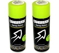 2 x CANBRUSH Spray Paint - For Metal Plastic & Wood 400ML Gloss Finish - Green Lime
