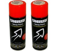 2 x CANBRUSH Spray Paint - For Metal Plastic & Wood 400ML Gloss Finish - Monsa Red