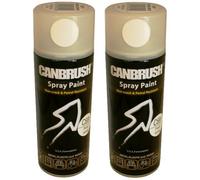 2 x CANBRUSH Spray Paint - For Metal Plastic & Wood 400ML Gloss Finish- Pearl White