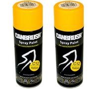 2 x CANBRUSH Spray Paint - For Metal Plastic & Wood 400ML Gloss Finish - Yellow
