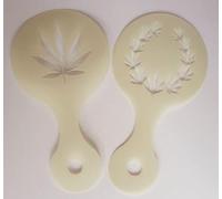 2 x Cannabis leaves coffee cup/cappuccino stencils (2 different designs) reusable many times present gift leaf marijuana hemp
