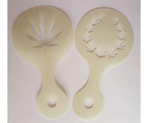 2 x Cannabis leaves coffee cup/cappuccino stencils (2 different designs) reusable many times present gift leaf marijuana hemp
