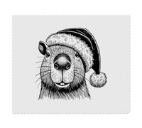 2 x 'Capybara Wearing Santa Hat' Microfibre Lens/Glasses Cleaning Cloths (LC00030910)