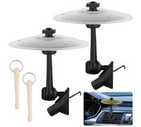 2 x Car Cymbal, 2 Swivel Heads, 360° Adjustable, 14 cm Car Crash Cymbal with 2 Mini Beaters, Car Drum Air Vent, Drum Kit Car for All Types of Vehicles, Music Lovers, Driving Entertainment