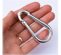 2 x Carabina SNAP HOOK Clips, 8mm Diameter x 80mm Long, HEAVY DUTY with Working Load 200kg, MEGA STRONG GALVANISED Locking Carabiner
